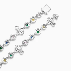 Shining Star Jewelry Colored Gemstones Oval Round Cut Baguette Cross Necklace thumbnail-1