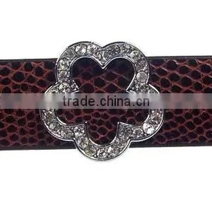Plum Blossom Flower 18mm Rhinestone Slide Charms Wholesale, Fits 18mm Width Leather Bracelet thumbnail-1