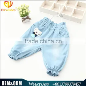 Wholesale Cartoon Cat Baby Girl Clothes 2016 New Summer Girl Light Color Jeans Lovely Little Girl Jeans thumbnail-1