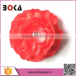 BOKA Red Fabric Flower Corsage Applique Motif With a Rhinestone in Center thumbnail-1