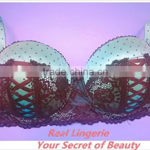 Plus Size Satin Bra W/Lace Up, High Quality Bra thumbnail-5