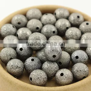 JF2067g Black Stardust Ball Beads,black Matte Metal Round Beads,gunmetal Stardust Beads thumbnail-1