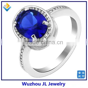 2014 Latest Design Oval Blue Corundum Stone Copper Alloy Rings thumbnail-1