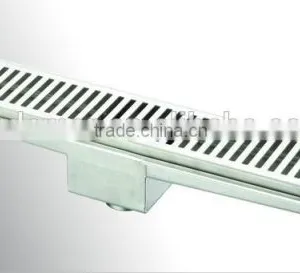 A Series Tiled On Flange Sloped Channel Base Linear Stainless Steel Shower Drain With Vertical Structural Siphon thumbnail-1