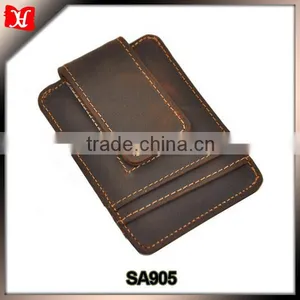 Mens Genuine Leather Cowhide Magnet Money Clip Credit Case Case Holder Slim Wallet thumbnail-1