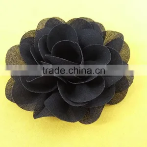 9cm High Quality Chiffon Rosette in Black Color For Ladies --- M109 thumbnail-5