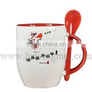 DIY 2015 New Hot Selling Plain Ceramic Color Beside Mug With Spoon thumbnail-2
