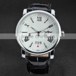 2016 Brand WINNER Simple Self-winding Automatic Mechanical Watch Men Wristwatch Luury Leather Strap With Calendar thumbnail-2