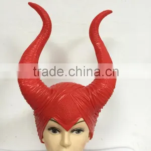 Halloween Party Cosplay Dark Witch Rubber Costume Dress Carnival Costume Horn Headpiece Helmet Maleficent Hat thumbnail-1
