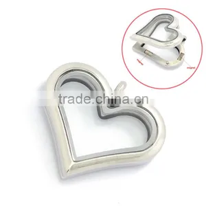 2015 Fashion Plain Heart Shaped Glass Photo Floating Locket,beautiful Stainless Steel Heart Floating Locket Pendants thumbnail-2