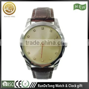 Generous Polygon Case Diamond Solar Dial Men Leather Watch thumbnail-1