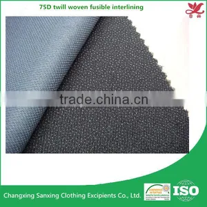 75D Twill Fabric Woven Fusing Interlining Y7500 for Men's Suit Uniform thumbnail-1