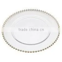 White Wedding Charger Plate With Gold Crystal thumbnail-1