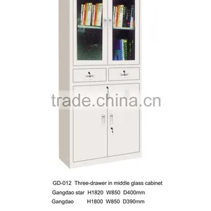 Three-drawer in Middle Glass Metal File Cabinet thumbnail-1