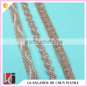 HC4625-1 Hechun Export Quality Garments Fashion HotFix Rhinestone Beaded Trim thumbnail-4
