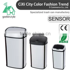 8 10 13 Gallon Infrared Touchless Dustbin Stainless Steel Waste Bin Indoor Ash Can Factory SD-007 thumbnail-1
