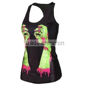 Sexy Women 3D Graphic Digital Printed Stretch Skinny Punk Vest Tank Top thumbnail-5