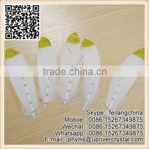 Five Diamond Gold Glitter Tipped Feather For Samba Headdress thumbnail-2