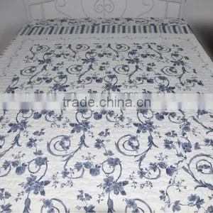 Blue Floral Printed Quilt thumbnail-1