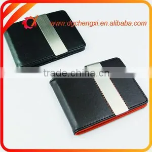 Promotional Credit Card Holder PU Money Clip Functional PU Leather Stainless Steel Money Clip thumbnail-3