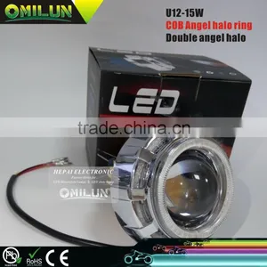 12V 15W Double Angel Eyes Motorcycle Led Projector Lens Headlight thumbnail-2