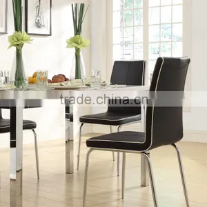 DC-2520 High Quality Modern Black PU Leather Dining Room Chair With Chrome Legs thumbnail-2