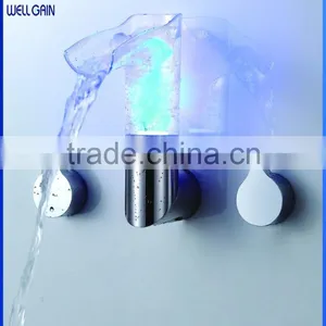 Lavatory Basin Faucet LED Brass Basin Mixer Wall Mounted Basin Tap thumbnail-5