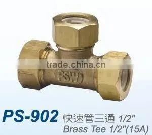 High Quality Taiwan Made Brass Pipe Fitting Tee thumbnail-1