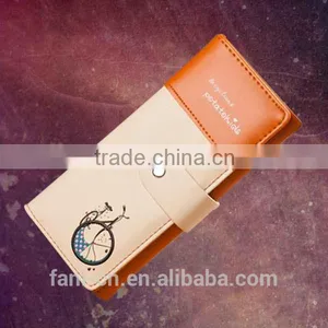 2015 Hot Selling Handmade Leather Wallets With Bicycle Printing Design for Woman thumbnail-4