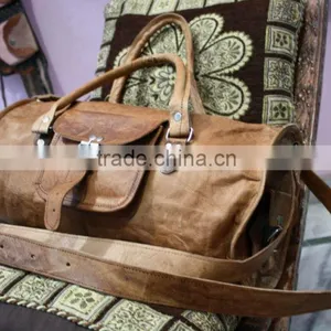 Brown Pure Goat Leather Weekend Bag/real Leather Travel Bag/vintage Style Bag thumbnail-1