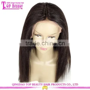 Natural Color Wig Brazilian Virgin 100 Human Hair Yaki Straight With Bleached Knots Yaki Middle Part Lace Front Wig thumbnail-5
