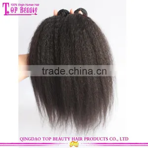Unprocessed Kinky Straight Yaki Hair Weave 100% Virgin Mongolian Kinky Straight Hair thumbnail-2
