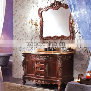 WTS3044 49 Inch American Style Antique Bathroom Cabinet Floor Standing Solid Carved Sink Bathroom Vanity Cabinets Combinatio thumbnail-1