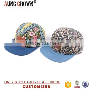 Leather Patch Suede Brim Floral 5 Panel Cap thumbnail-2