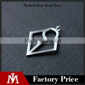 Classic Hollow Silver Pendant Stainless Steel Mens Polished Small Charm Jewelry thumbnail-1