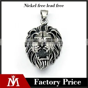 2016 Cheap Animal Crystal Mens Jewelry Silver Stainless Steel Lion Pendant Charm Necklace thumbnail-1
