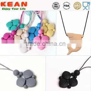 Silicone Teething Jewelry Necklaces Have a Breakaway Clasp Quartz Pink Silicone Teething White Blue thumbnail-3
