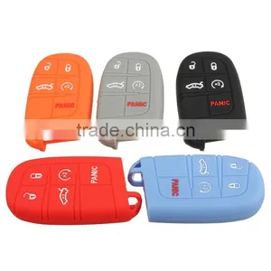 Silicone Remote Smart Control Key 5 Button Car Key Case Cover for Jeep or for Dodge for Chrysler for Fiat thumbnail-3