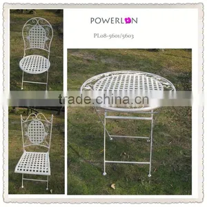 Antique White Outdoor Metal Table thumbnail-1