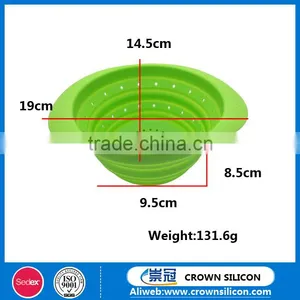 Food Grade Material Unbreakable Kitchenware Collapsible Silicone Colander thumbnail-2