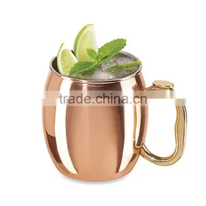 16 oz 100% Pure Copper Barrel Gift Mug for Moscow Mules | India Manufacturer Copper Mug thumbnail-1