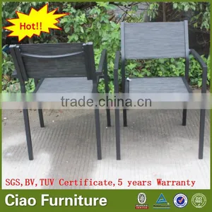 Outdoor Fabric Resturant Chair Patio Dining Arm Chair Stackable Chair thumbnail-2