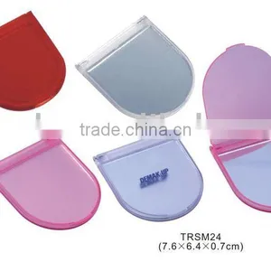 Plastic Foldable Logo Printed Single Side Pocket Make up Mirror thumbnail-1