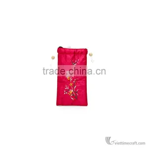 HOT SALE !!! Embroidery Handmade Glasses Bag, Brocade Withdraw Bag, Flower Pattern Handicraft in Vietnam thumbnail-1