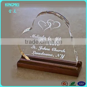 New Heart-shape Acrylic Trophies With Wooden Base,printing Acrylic Trophy Awards thumbnail-1