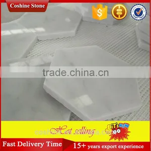 Polished White Carrara Marble Coasters Hexagon Tiles thumbnail-5
