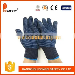 DDsafety Blue Cotton Polyester Work Gloves Wth Blue PVC Dots Both Sides thumbnail-1