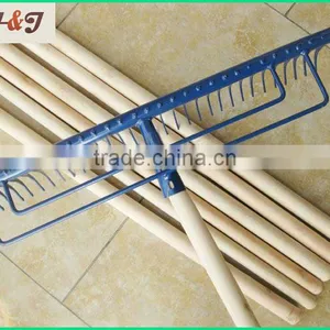 32 Teeth Metal Rake Natural Wooden Garden Rake Handle thumbnail-1