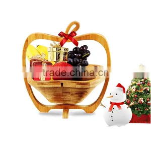 Aonong Apple Shaped Bamboo Folding Basket- Collapsible Fruit Stores Flat thumbnail-5