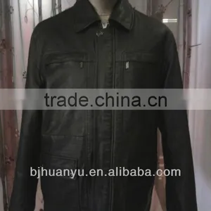 Men Spring Autumn Winter Wear Slim Fit Black Colour Long Leather Jackets thumbnail-1